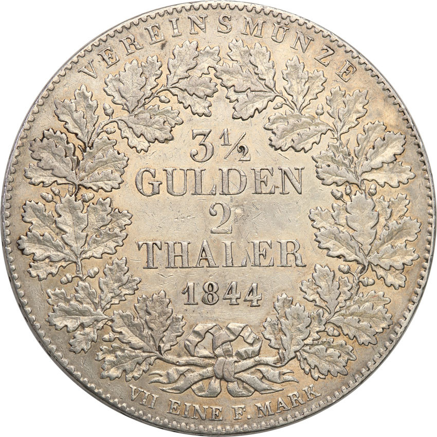 Niemcy. 3 1/2 Gulden - 2 talary 1844, Frankfurt